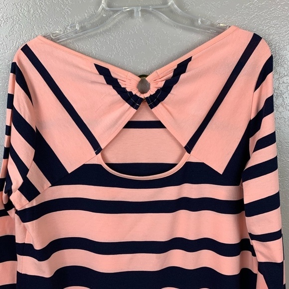 Crown & Ivy Women’s Navy & Orange Striped Jersey Sheath Dress Size Medium NWT - Picture 6 of 7